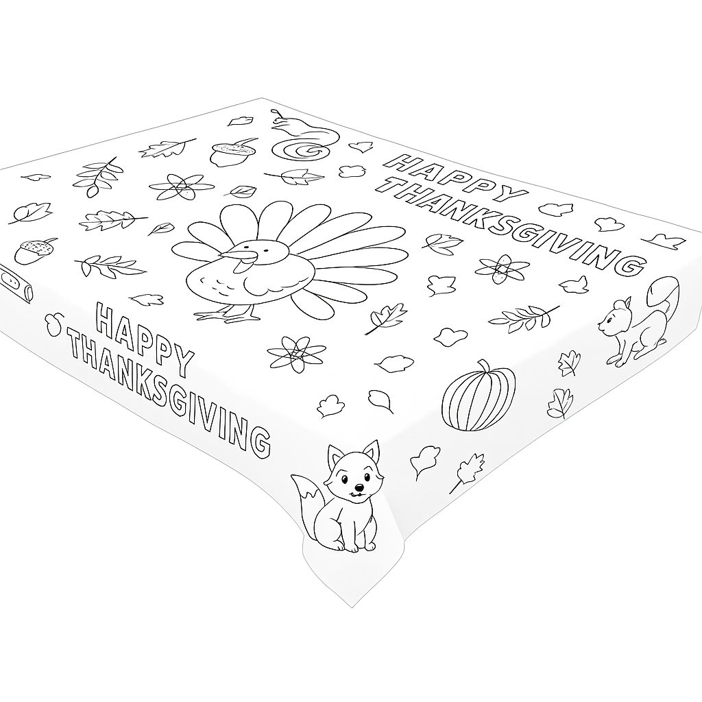 Thanksgiving Color-In Paper Table Cover