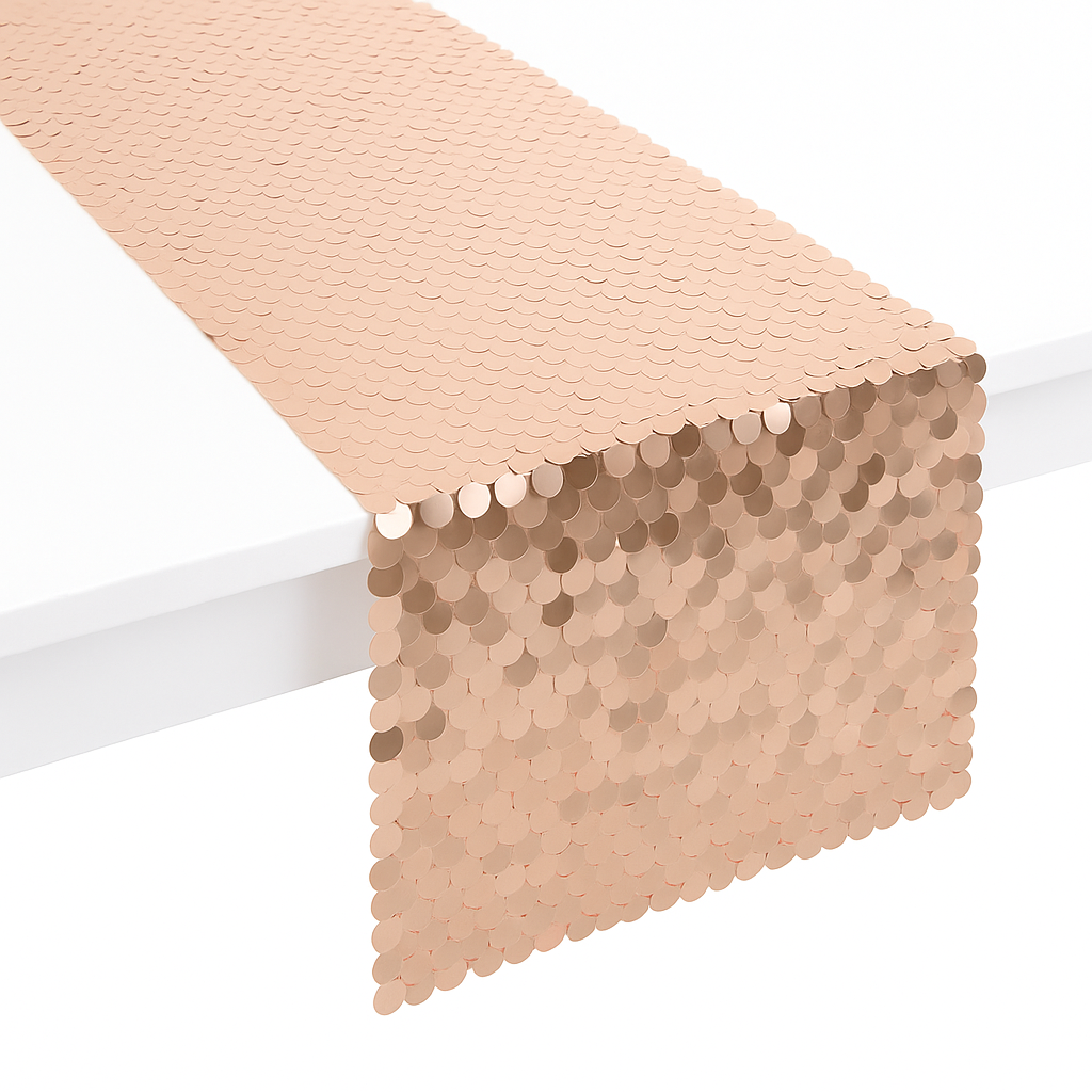 Blush Sequin Table Runner - 13" x 6', Perfect for Birthdays & Parties