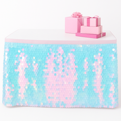 Luminous Iridescent Sequin Table Skirt for Kids' Parties