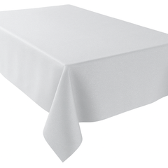 Elegant White and Silver Fabric Table Cover - 60" x 84"