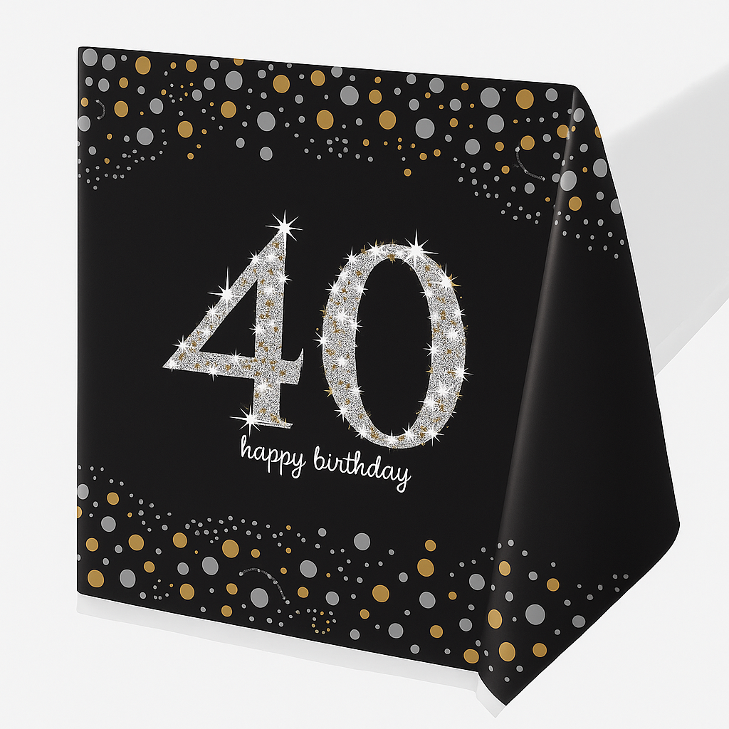 Sparkling Celebration 40th Birthday Plastic Table Cover