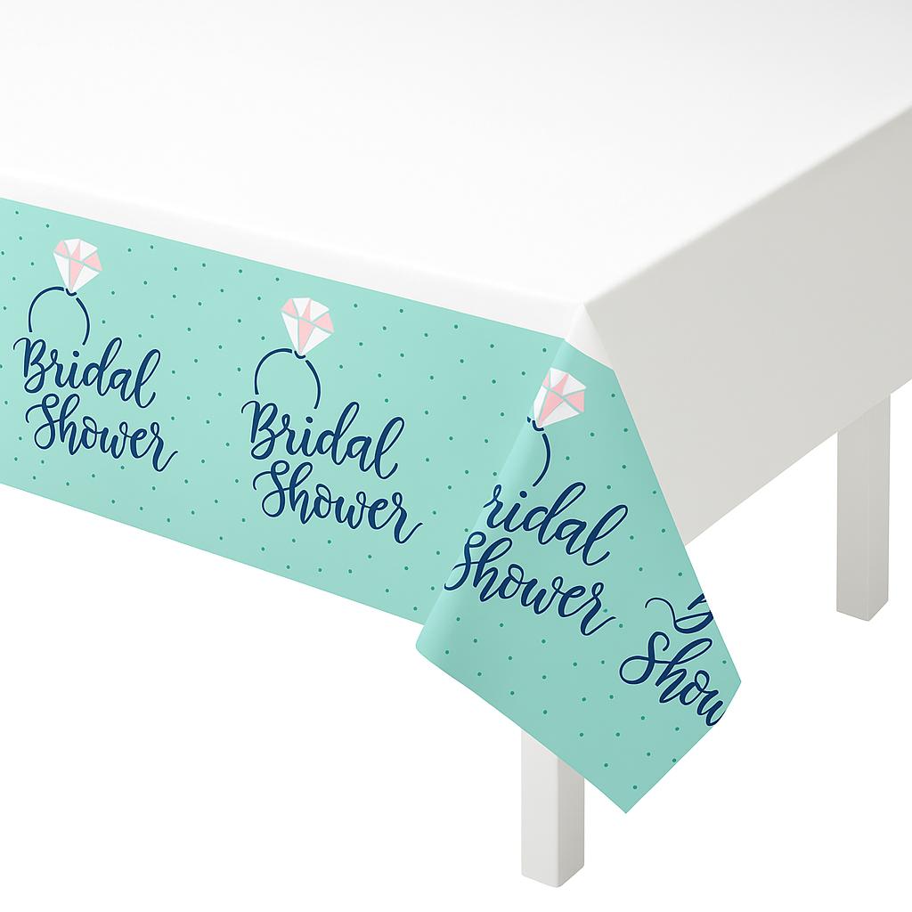 Mint Bridal Shower Plastic Table Cover