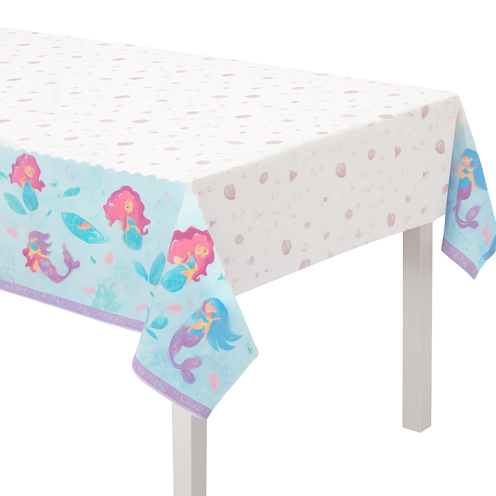 Shimmering Mermaids Plastic Table Cover - 54" x 96"