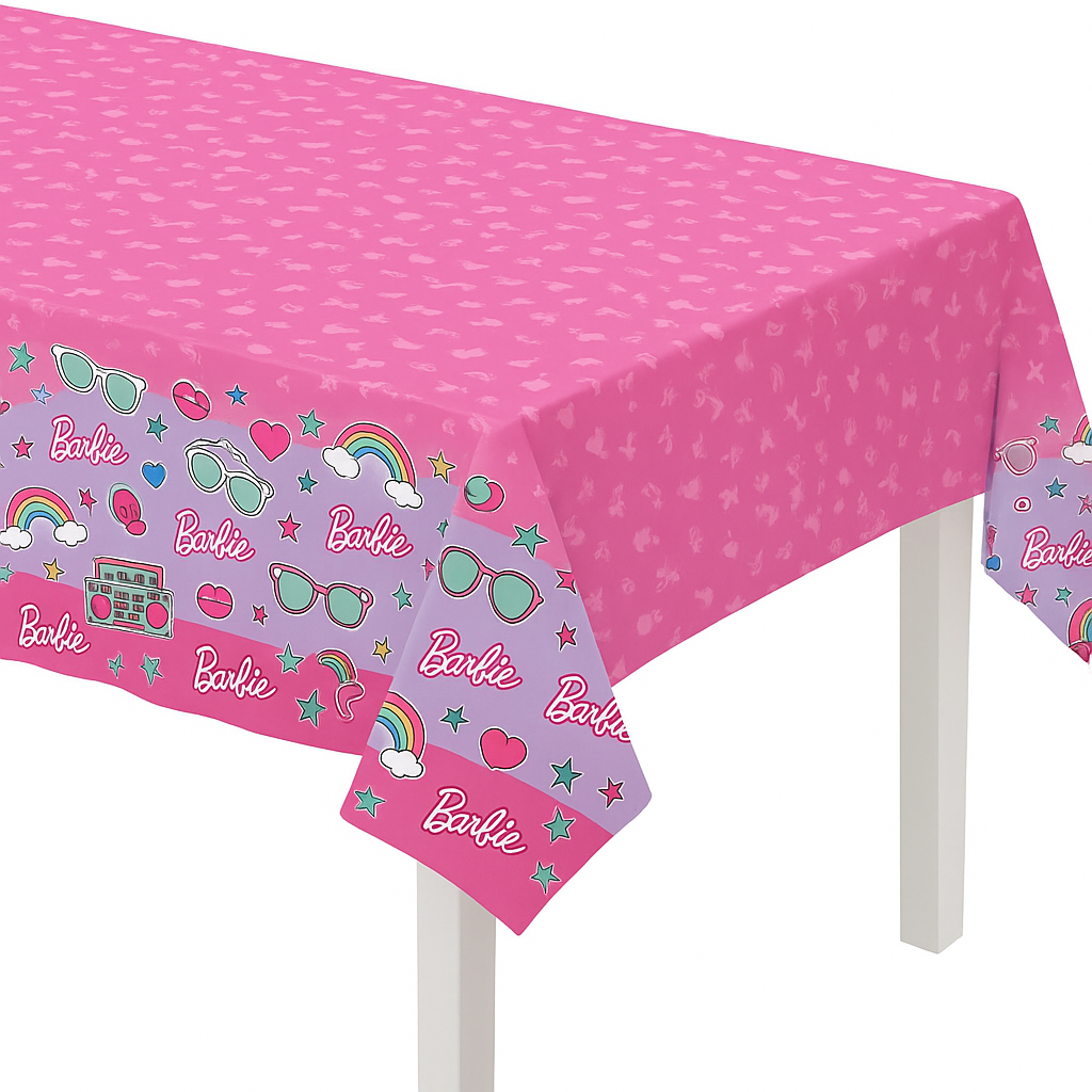 Barbie Dream Together Pink Table Cover - 54"x96" Reusable Plastic