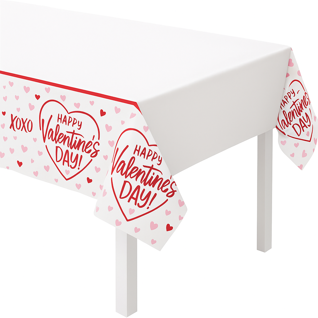 Valentine's Day Cross My Heart Plastic Table Cover