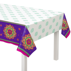 Diwali Rangoli Dream Reusable Plastic Table Cover, 54x102 inch