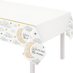 Over the Moon Baby Shower Plastic Table Cover