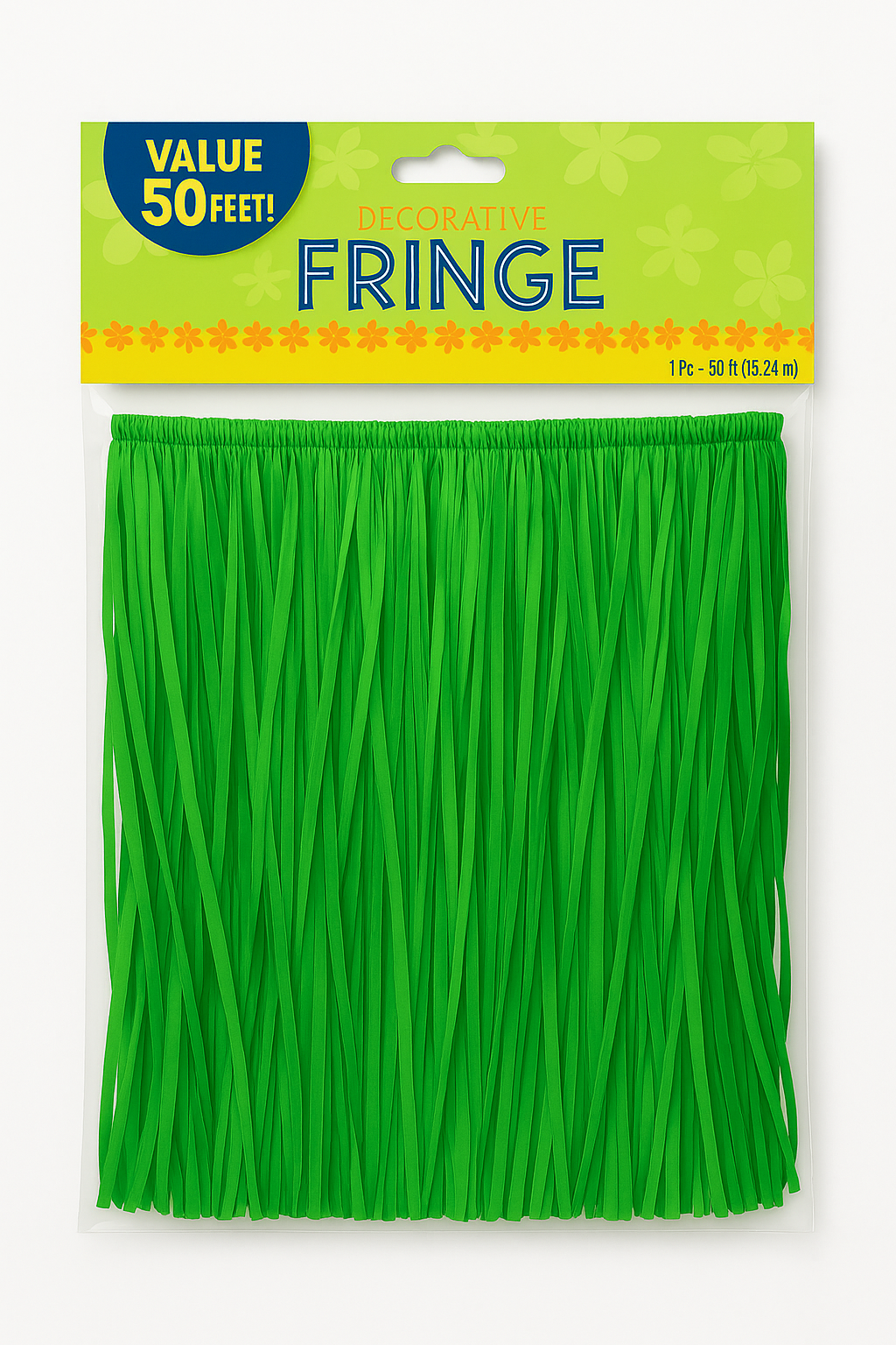 Luau Green Fringe Table Skirt - 50 Ft, Perfect for Summer Parties