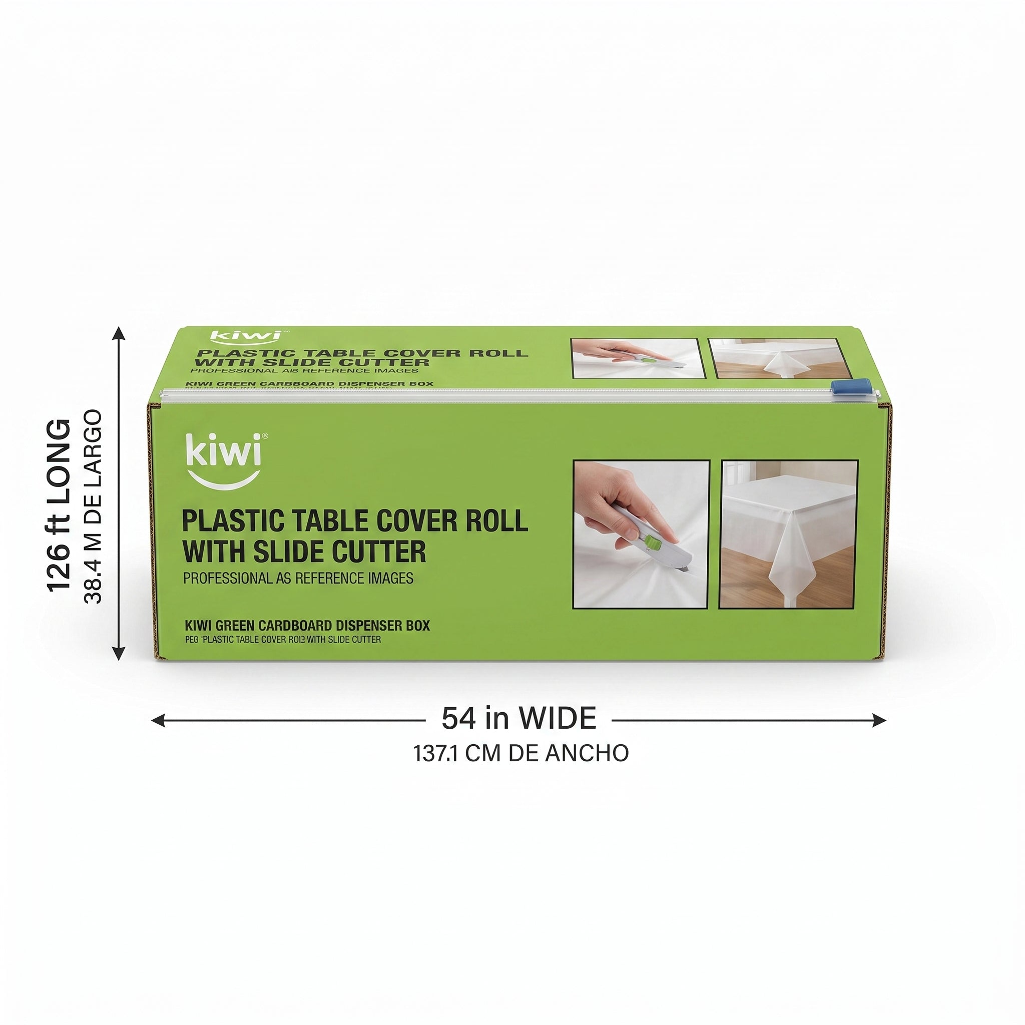 Kiwi Green Plastic Table Cover Roll with Slide Cutter - 54" x 126 ft