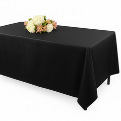 Elegant Black Flannel-Backed Vinyl Fitted Table Cover, 72-Inch - 72 in.