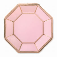 Metallic Blush Octagonal Dinner Plates, 10-Inch, 8-Pack