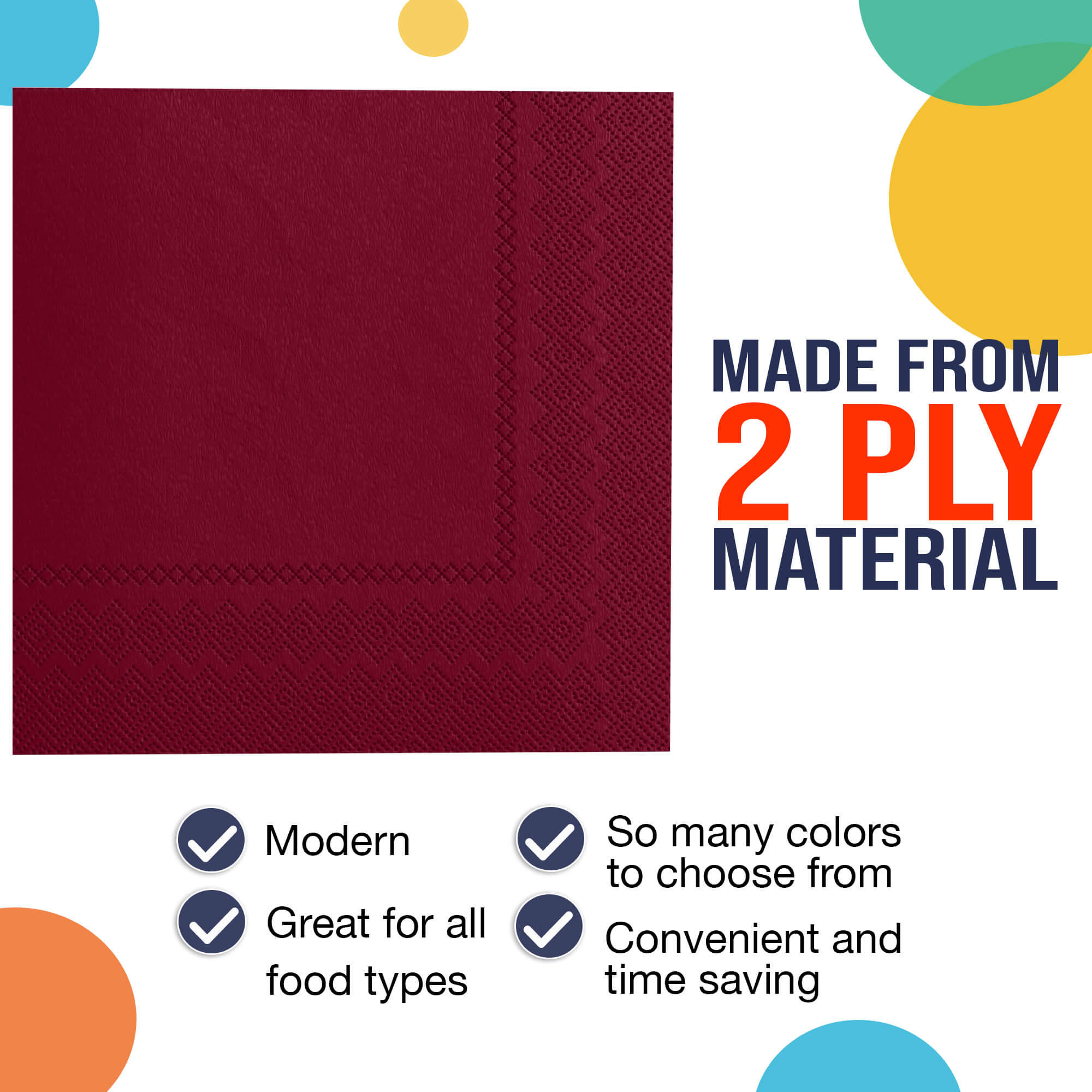 Burgundy Luncheon Napkins - 6.75 in. | 1800 Count