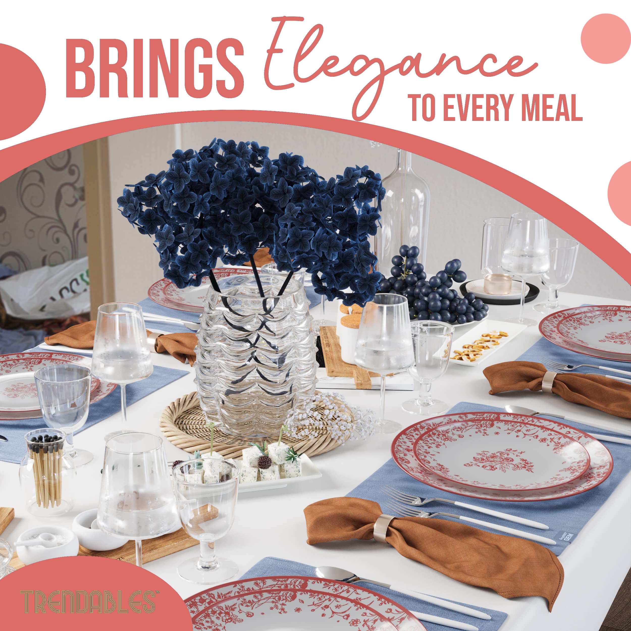 8 In. Toile Design Plastic Plates | 10 Count