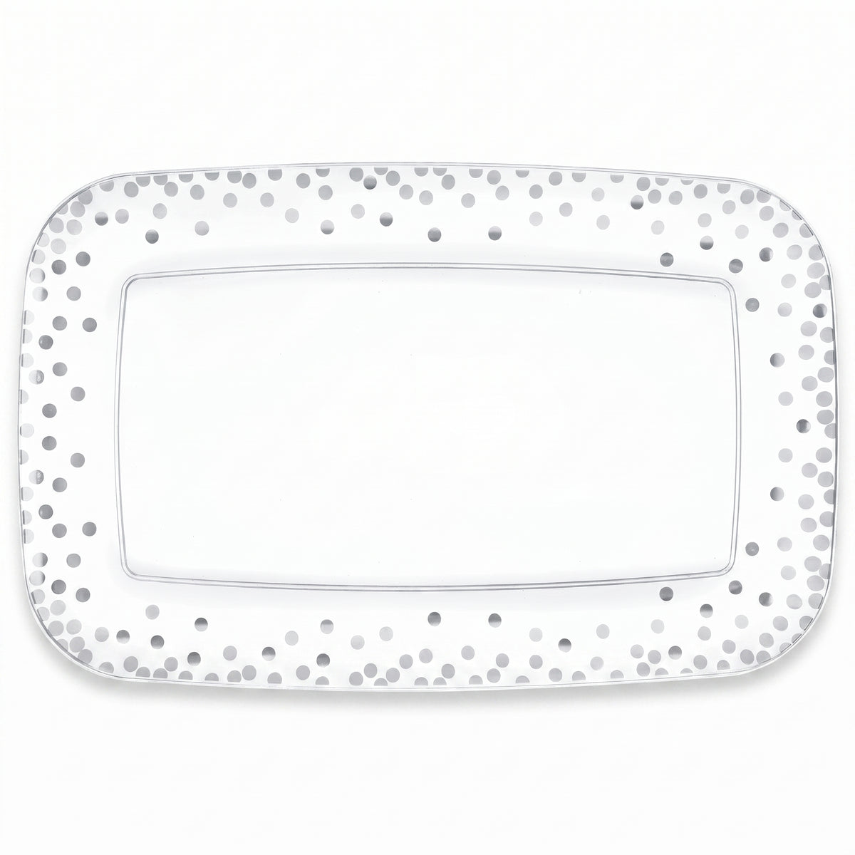 Elegant Silver Dotted Plastic Serving Tray - 11" x 18"