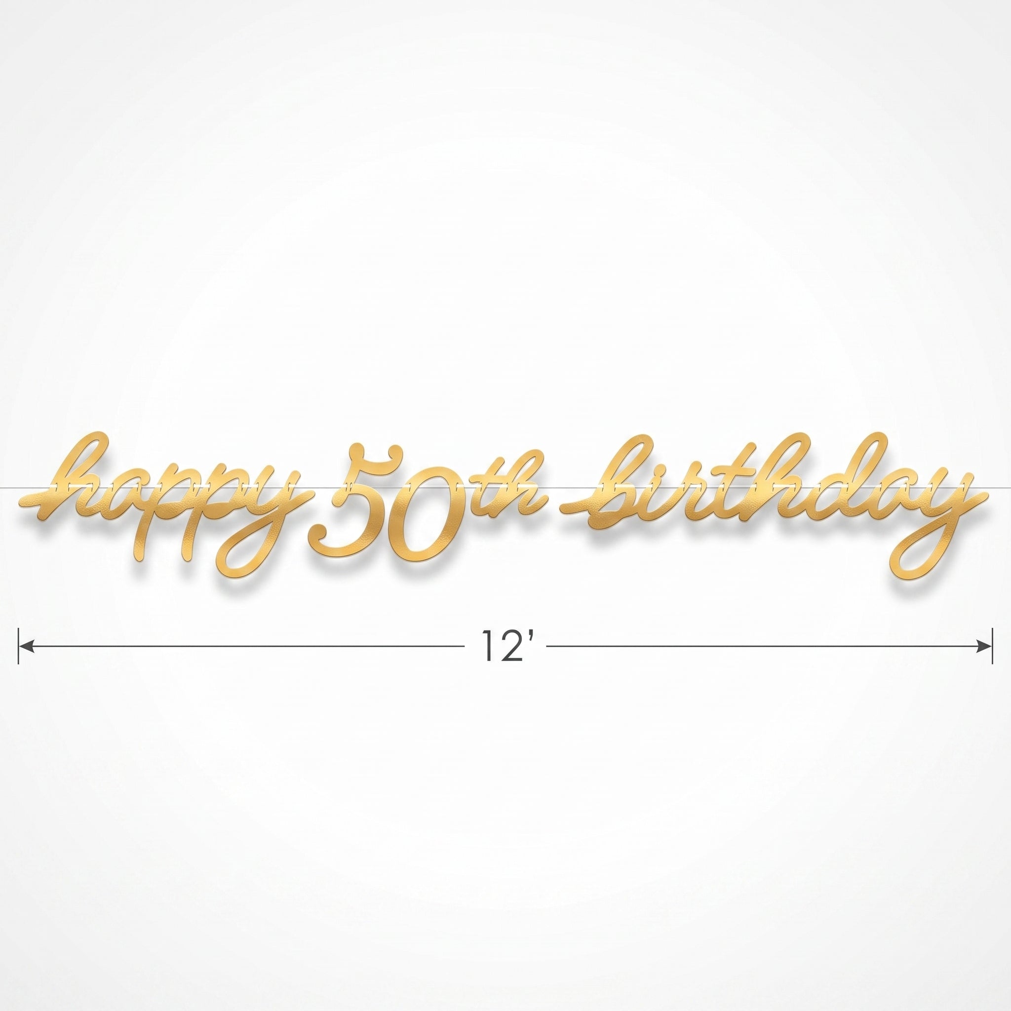 Golden Age "Happy 50th Birthday" Letter Banner - Gold, 12 ft