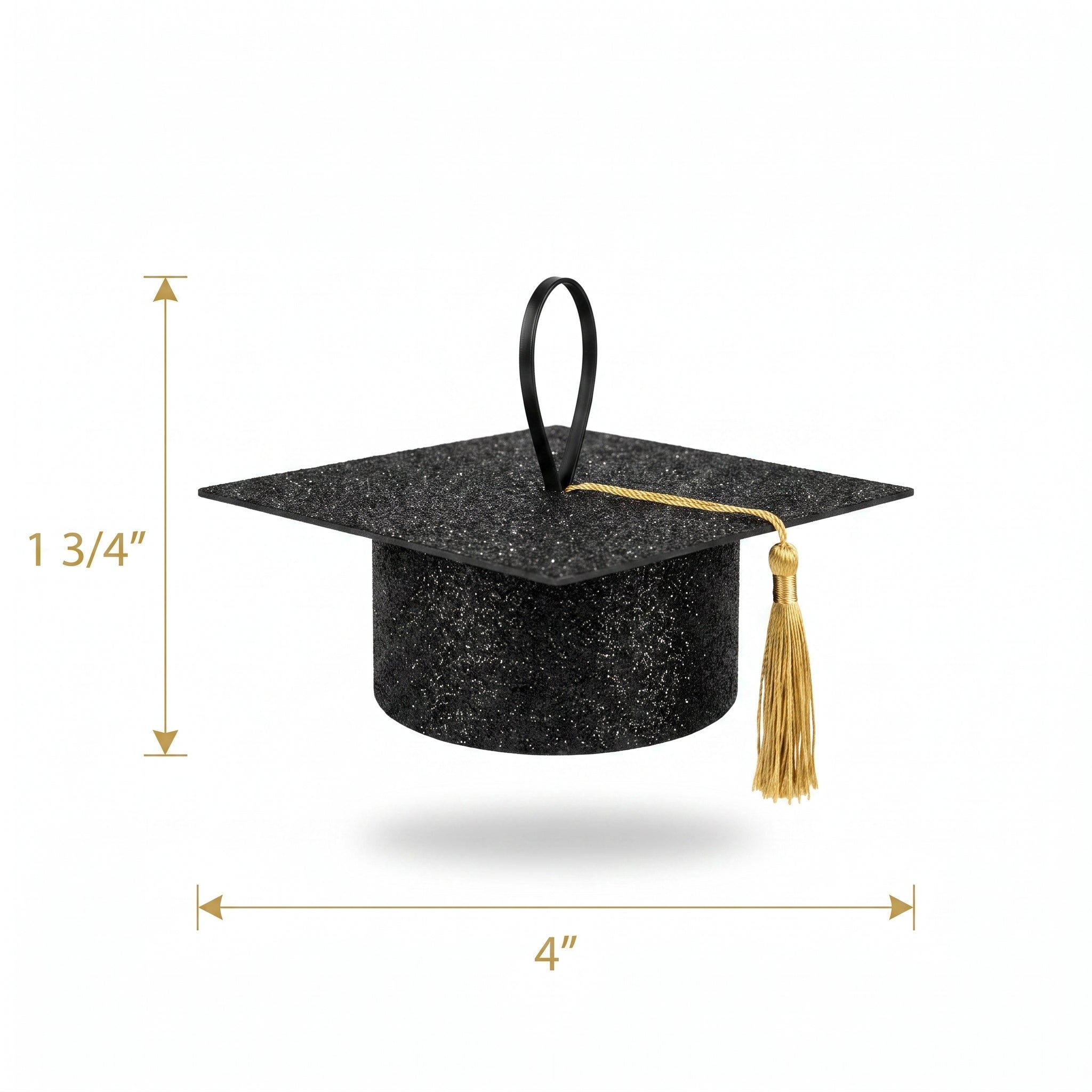 Graduation Cap Balloon Weight Accessory - Black Glitter