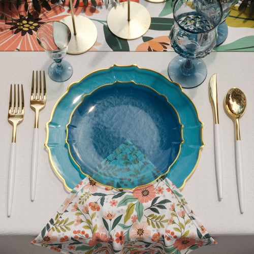 Peacock/Gold Petal Plates | Combo Pack 20/20