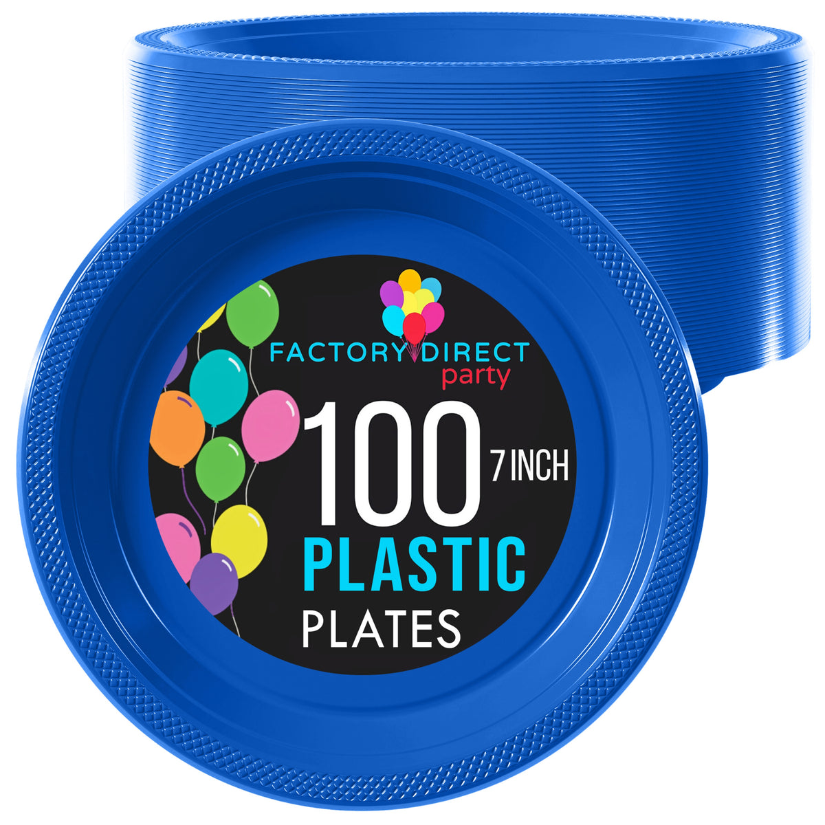 7 In. Dark Blue Plastic Plates | 100 Count