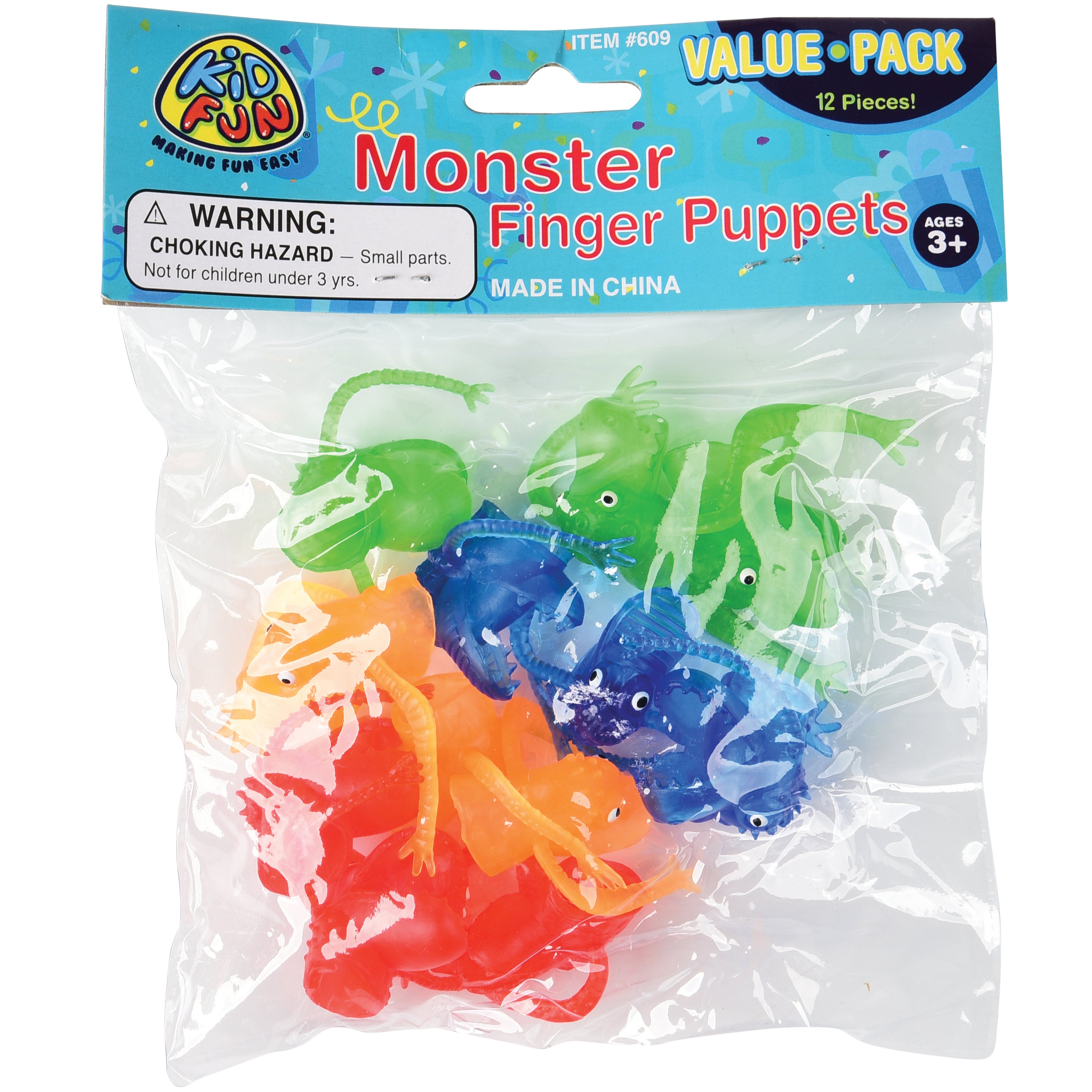 Clear Monster Finger Puppets - 12 Count