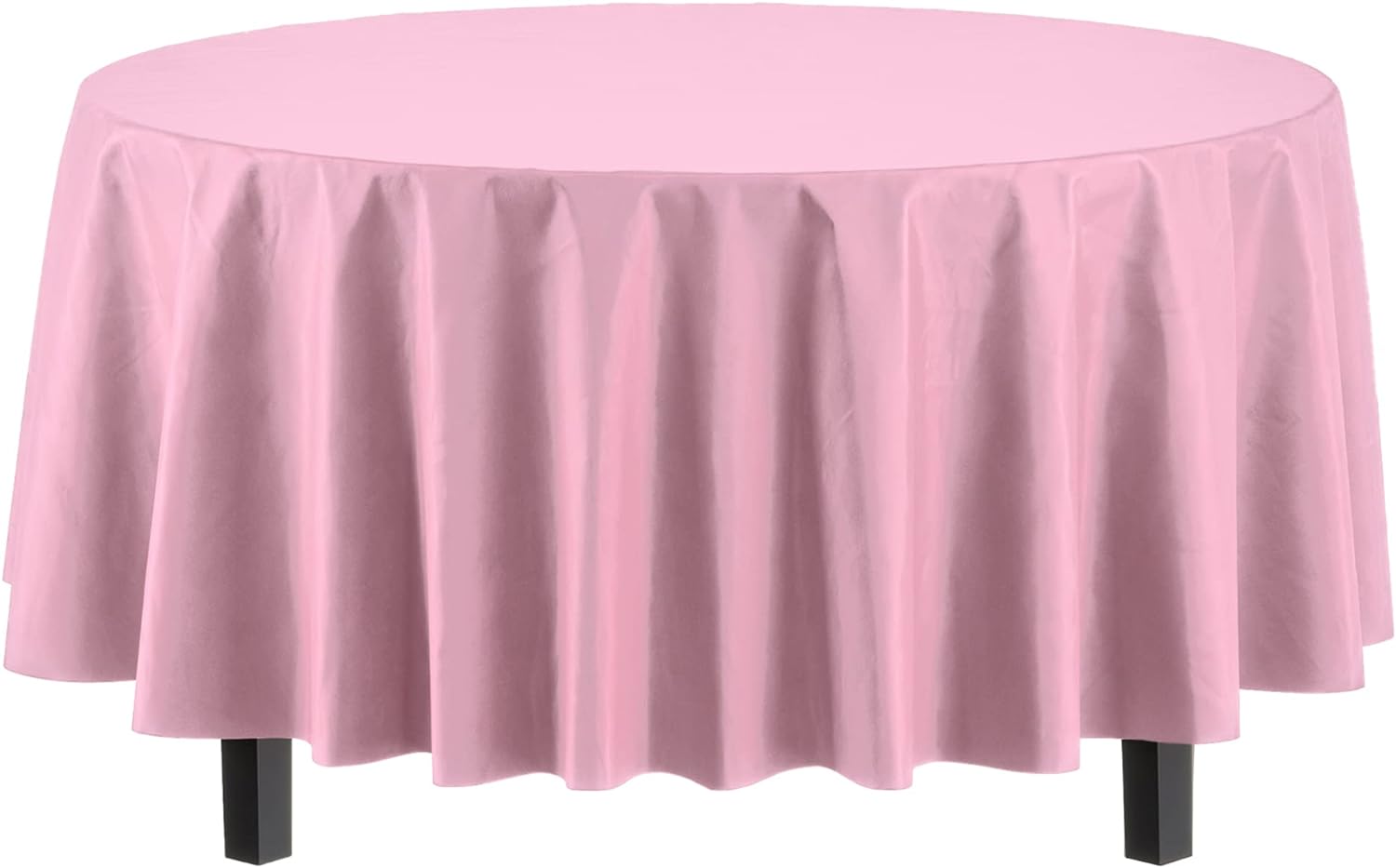 Round Pink Plastic Table Covers | 12 Pack - 84 in.