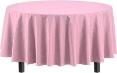 Round Pink Plastic Table Covers | 12 Pack - 84 in.