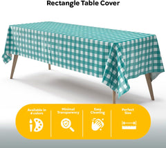 Teal Gingham Plastic Table Covers | 6 Pack - 54 In. x 108 In.