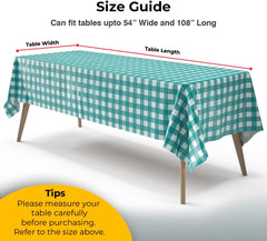 Teal Gingham Plastic Table Covers | 6 Pack - 54 In. x 108 In.