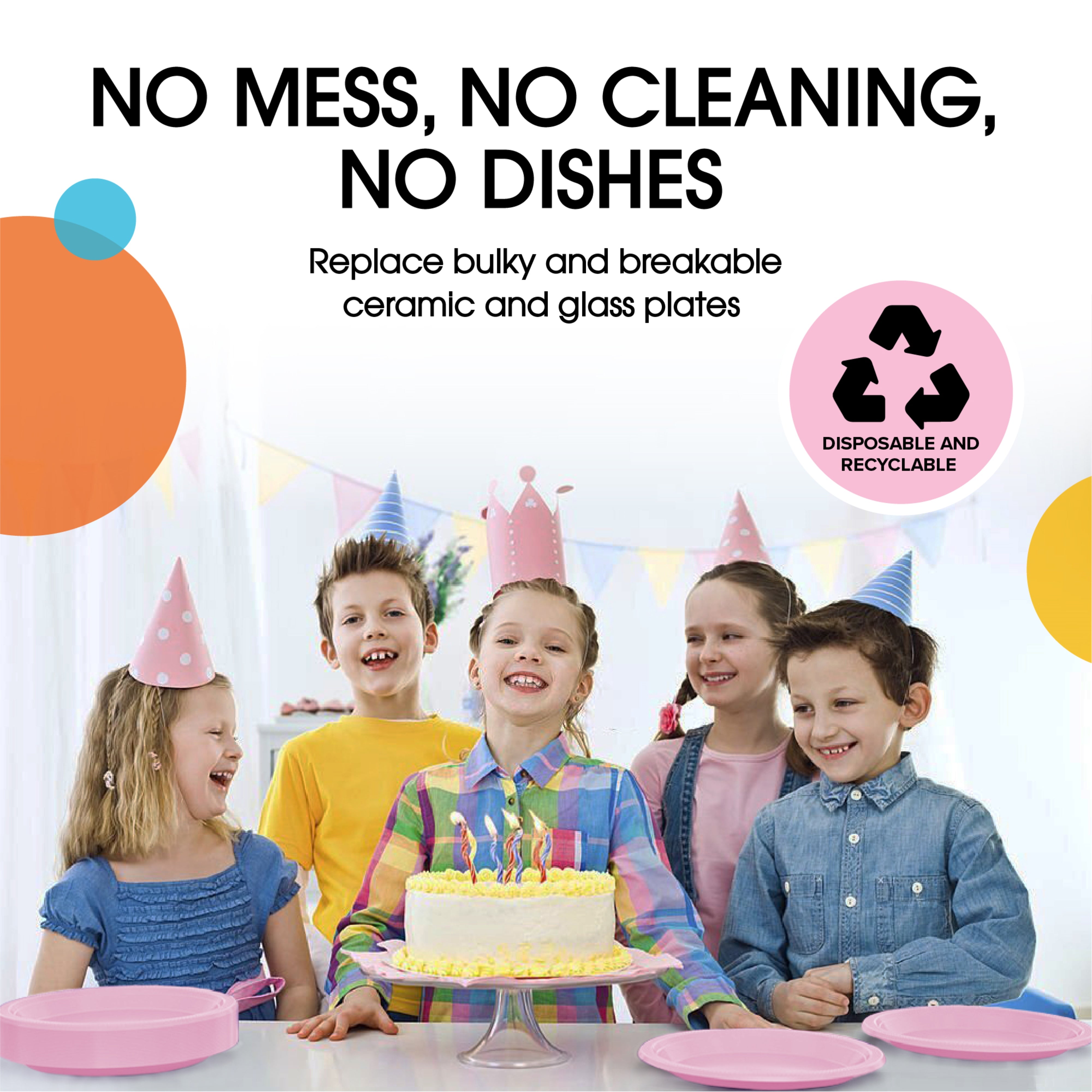 9 In. Pink Plastic Plates | 100 Count