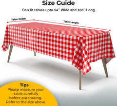 Red Gingham Plastic Table Cover - 54 In. x 108 In.