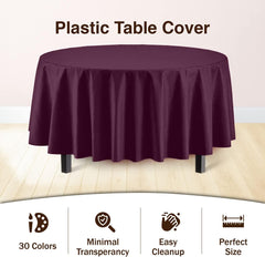 Round Plum Plastic Table Covers | 12 Pack - 84 in.