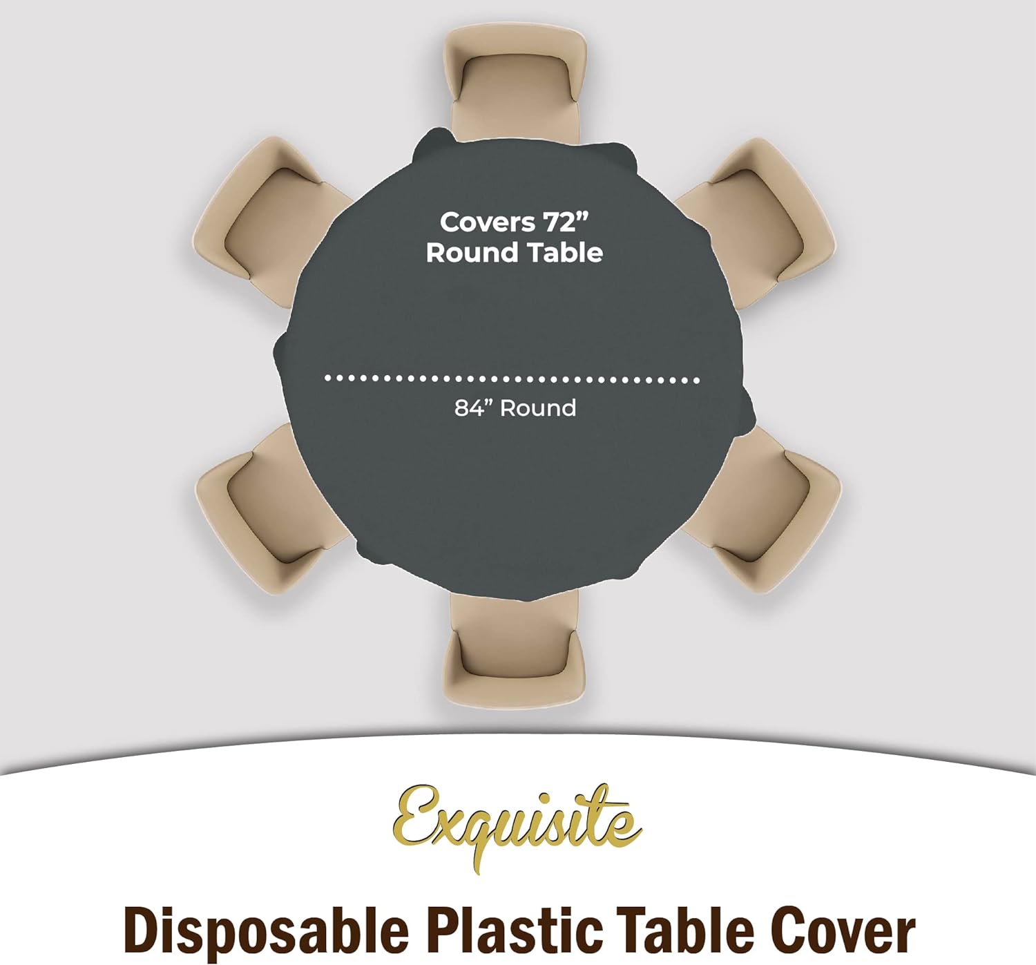 Premium Round Silver Plastic Table Cover | Case of 96