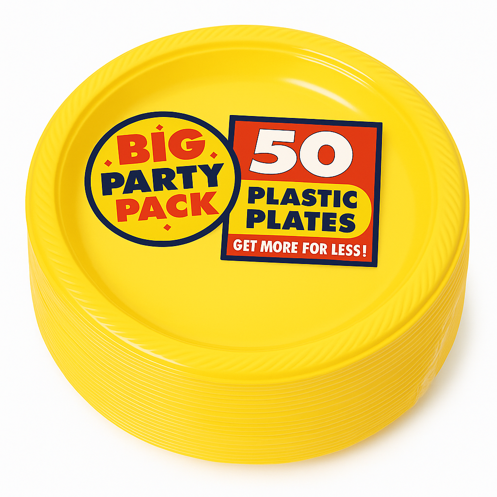 Sunshine Yellow 7" Plastic Dessert Plates - 50 Pack