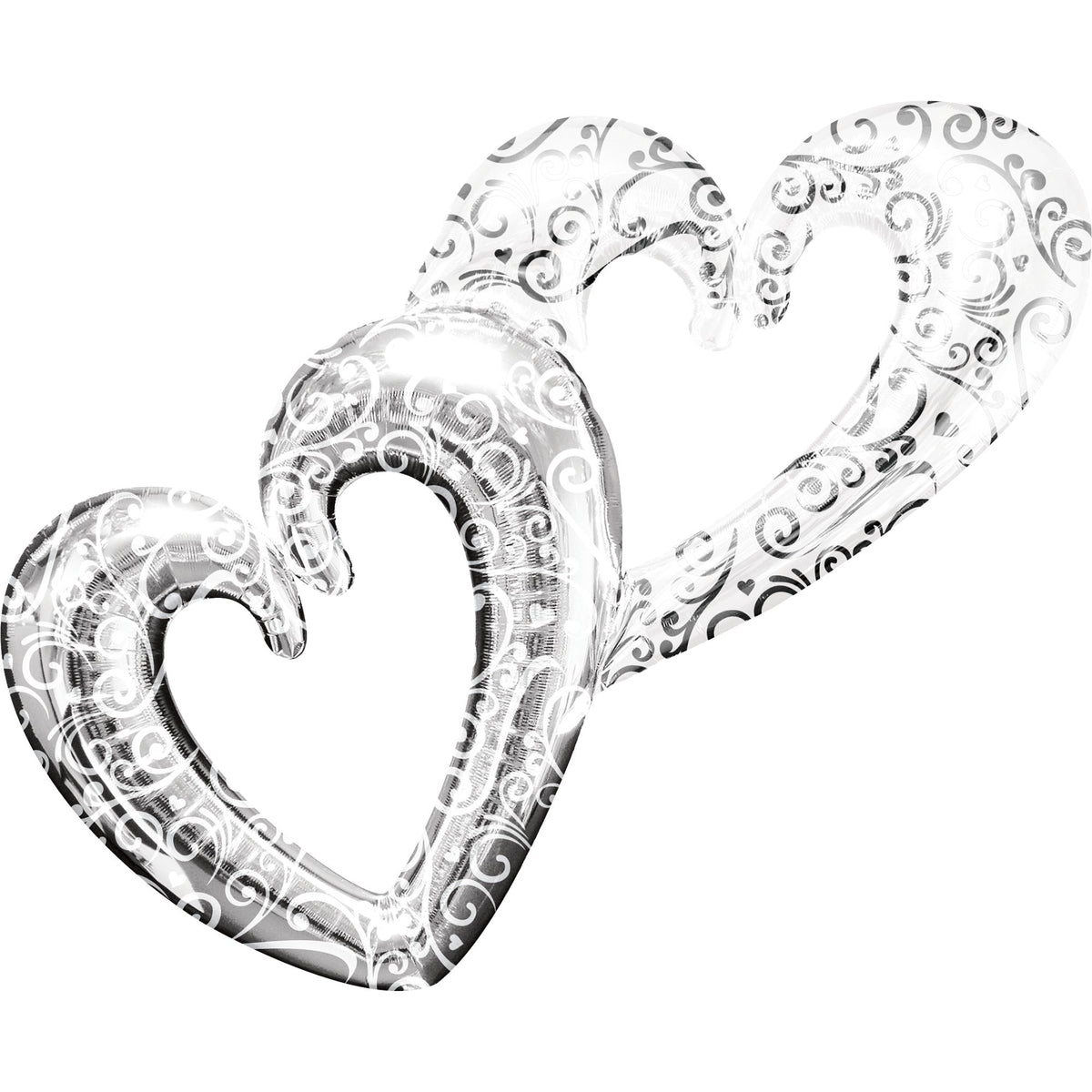 Interlocking Hearts Metallic Foil Wedding Balloon