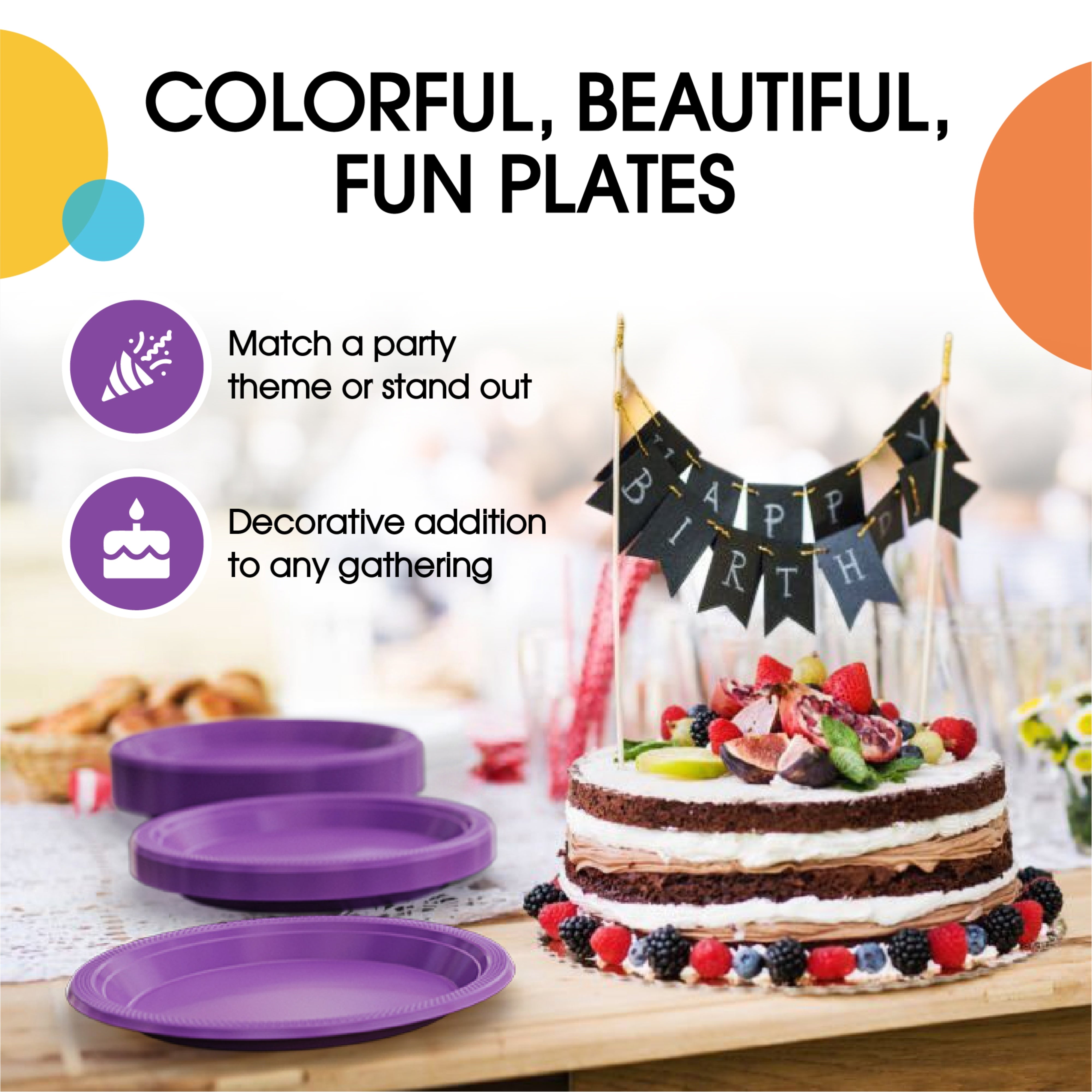 9 In. Purple Plastic Plates | 100 Count
