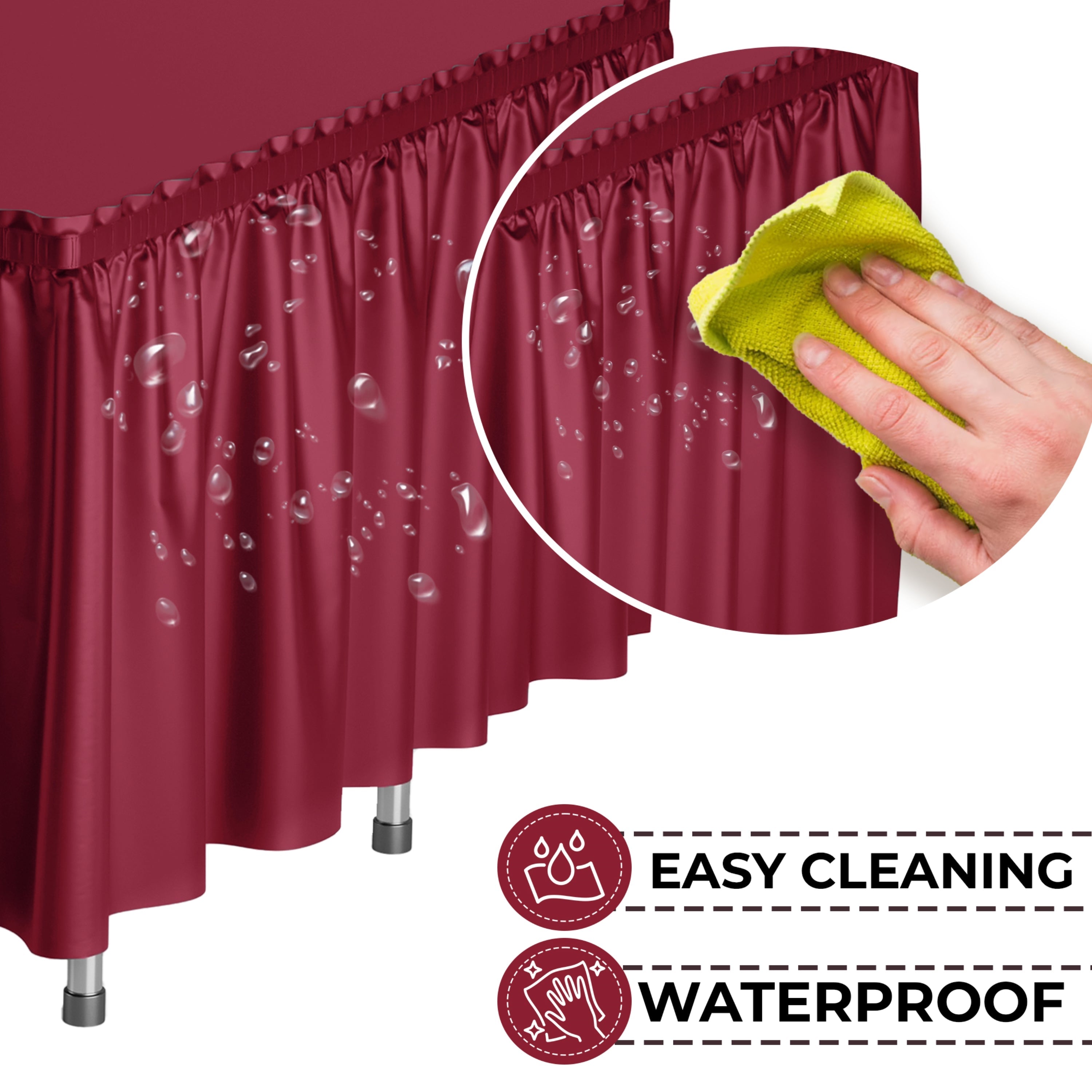 Burgundy Plastic Table Skirt | Case of 48