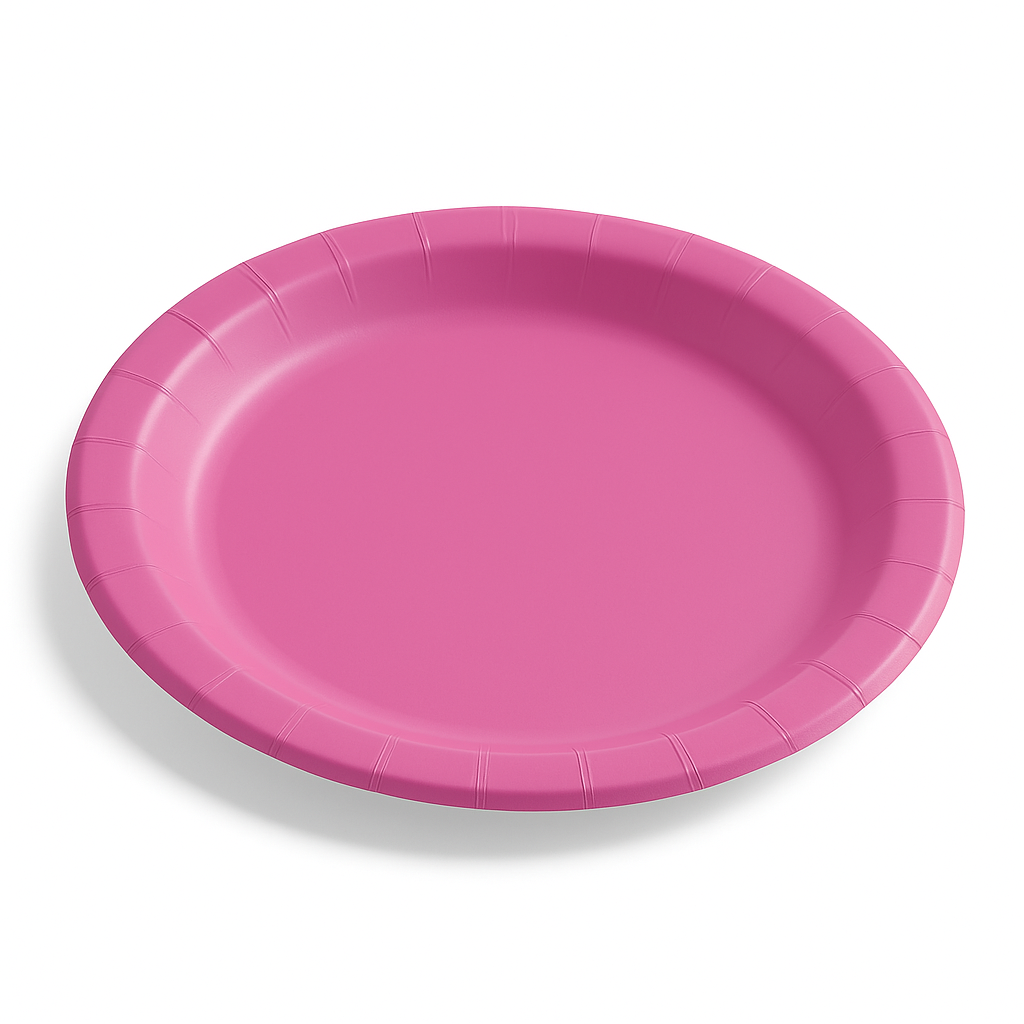 Bright Pink 6.75" Round Paper Dessert Plates - 20 Pack