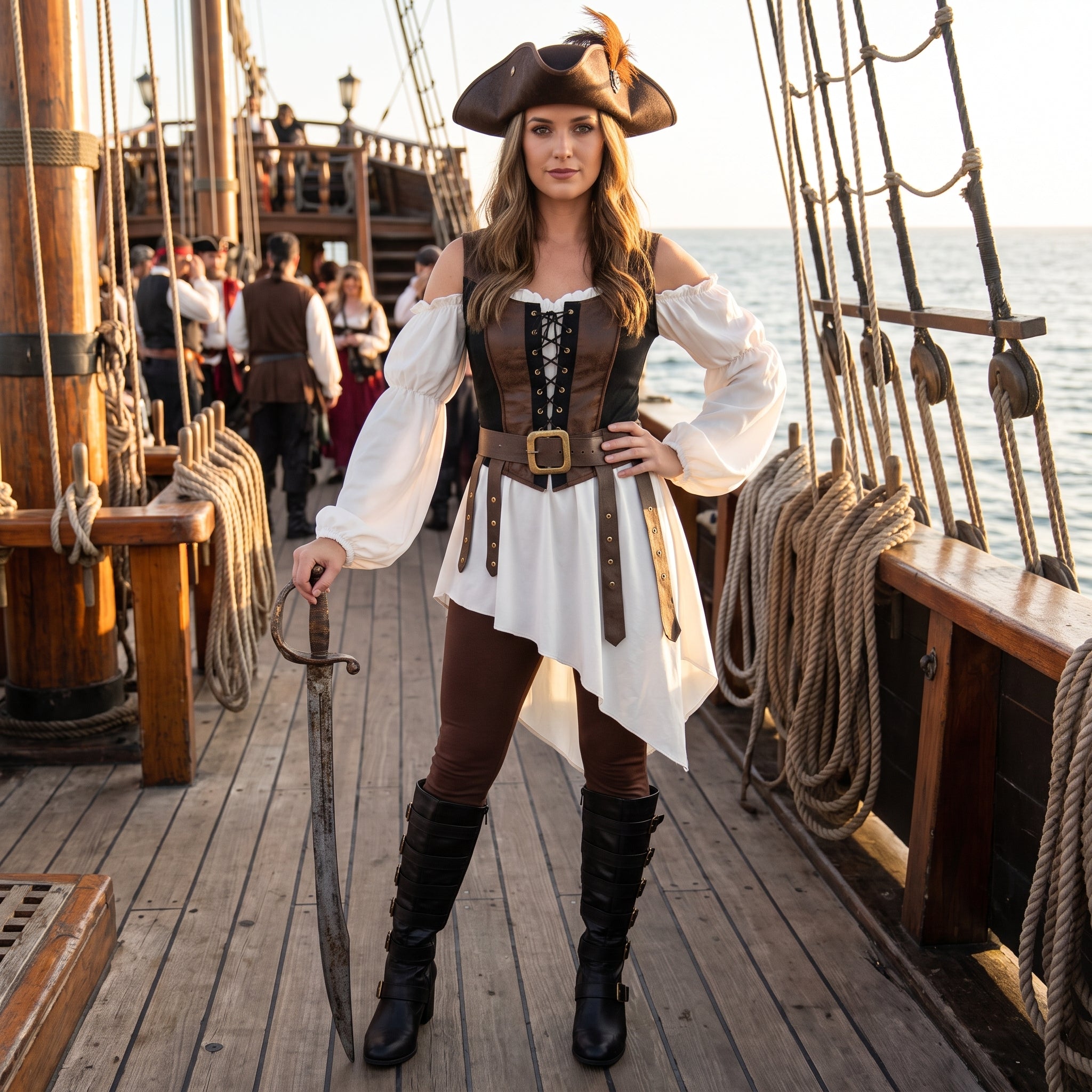 Shipwrecked Women's Pirate Costume - Adult L (10-12)