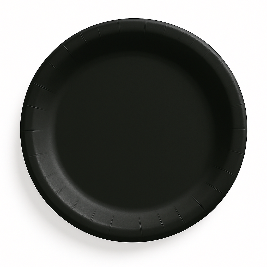 Black Go Brightly 8.5" Round Paper Plates - 16 Count