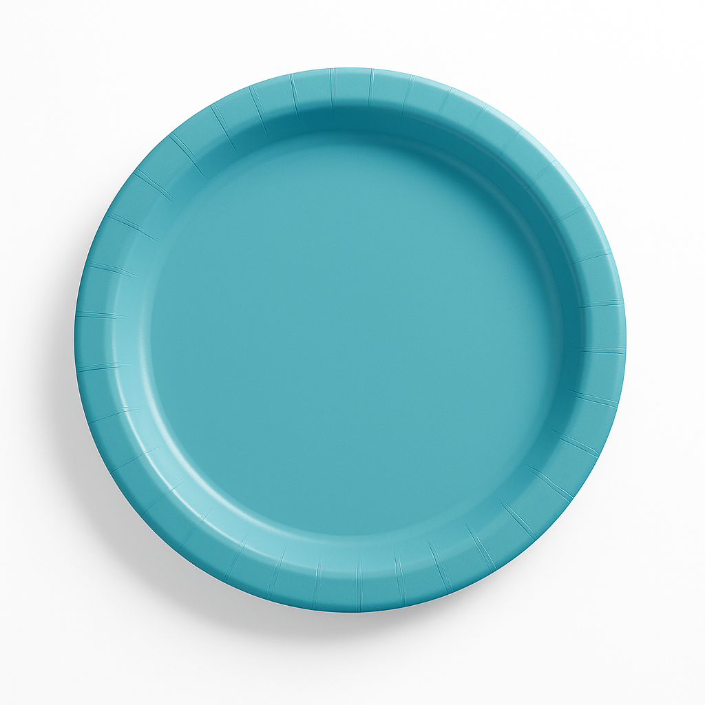Caribbean Blue 8.5-Inch Round Paper Plates