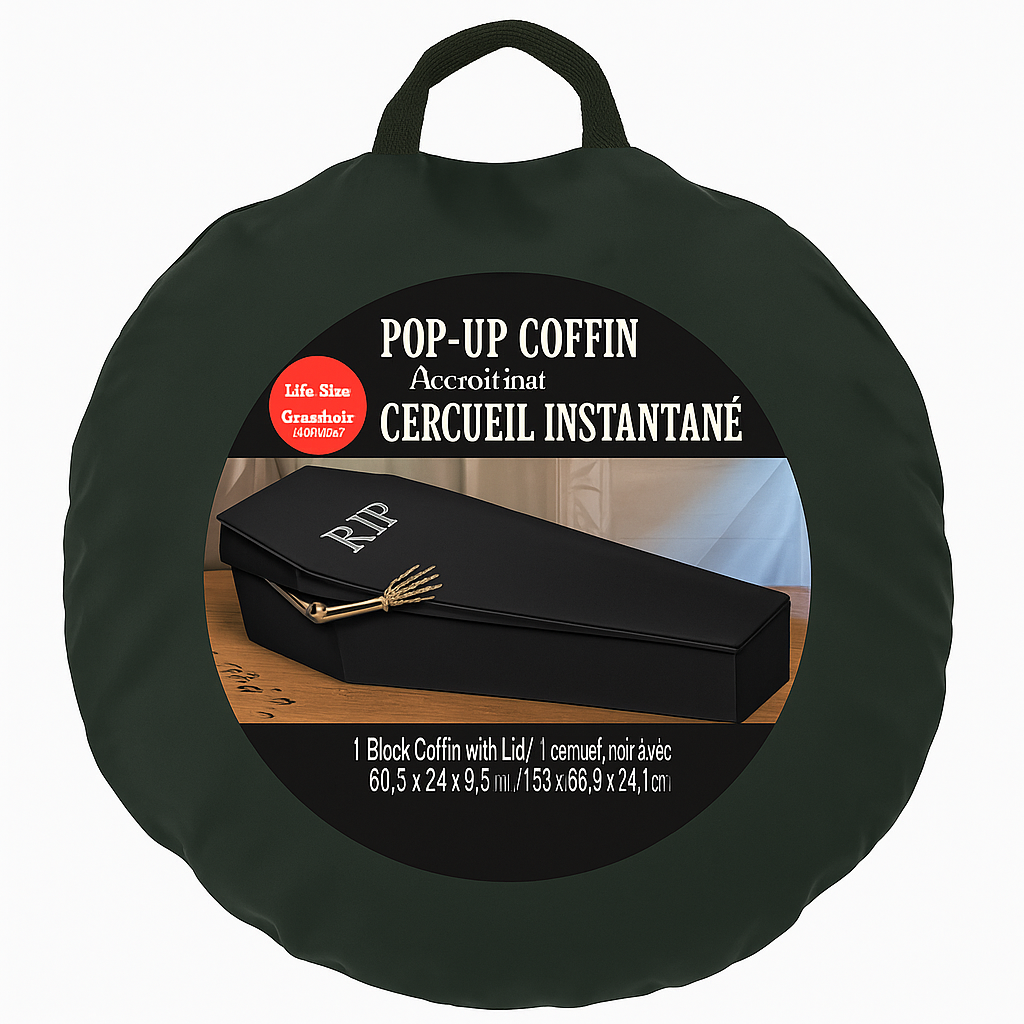 "RIP" Pop-Up Coffin Decoration - 5-Ft Indoor/Outdoor Halloween Prop