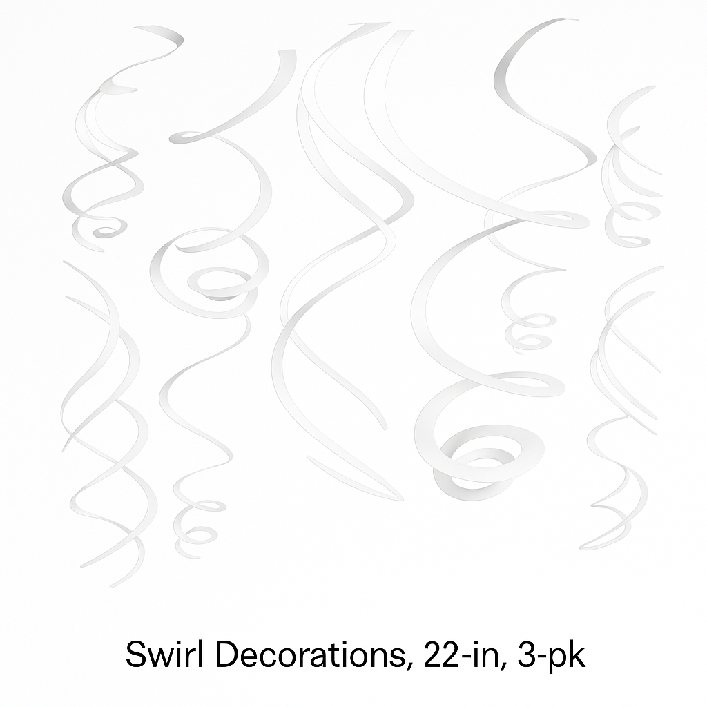 Elegant White Swirl Hanging Decorations - 22-Inch, 3-Pack