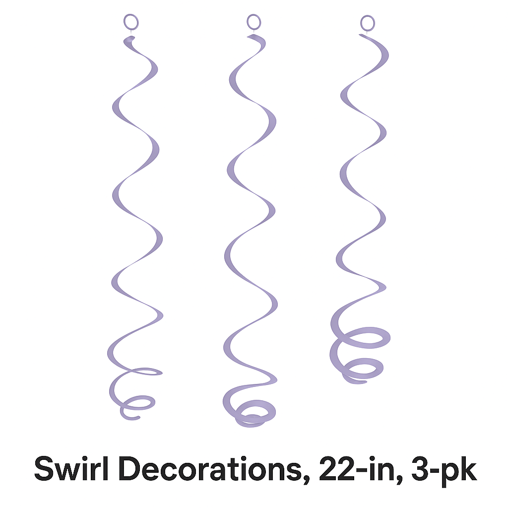 Purple Swirl Party Decorations - 22-Inch, 3-Pack