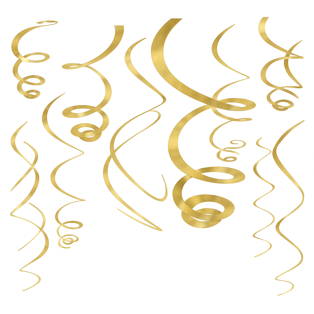 Gold Swirl Hanging Decorations, 22-Inch, 3-Pack