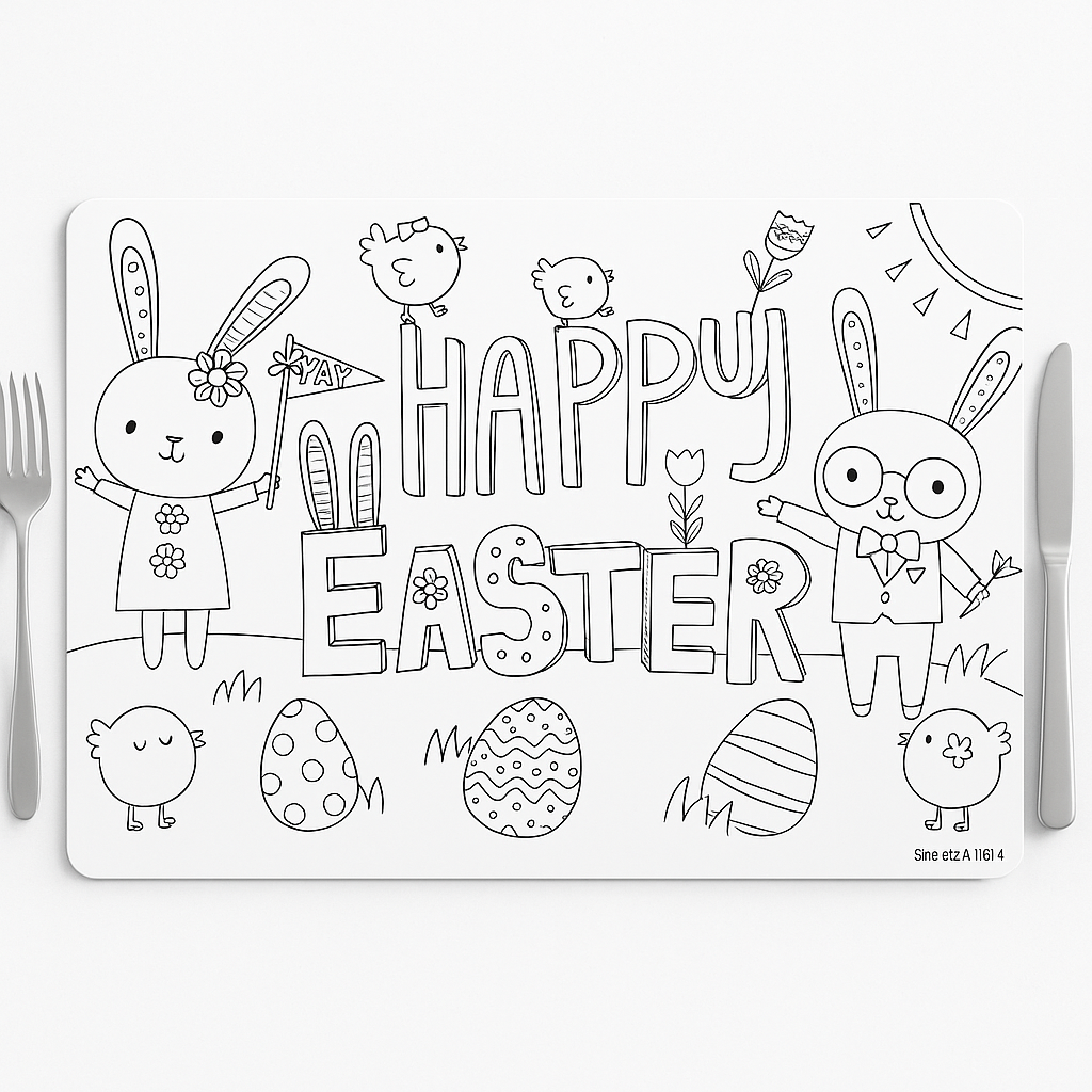 "Happy Easter" Kids Coloring Placemats - 24 Pack