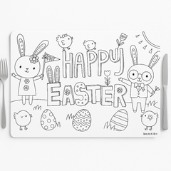 "Happy Easter" Kids Coloring Placemats - 24 Pack