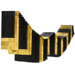 Black & Gold Accordion Fringe Ceiling Decoration Garland - 12 ft