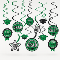 Green Graduation Swirl Decorations - 12 Pack