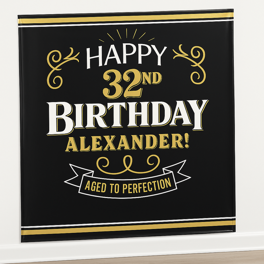 Better with Age Customizable Birthday Backdrop Scene Setter, Gold/Black