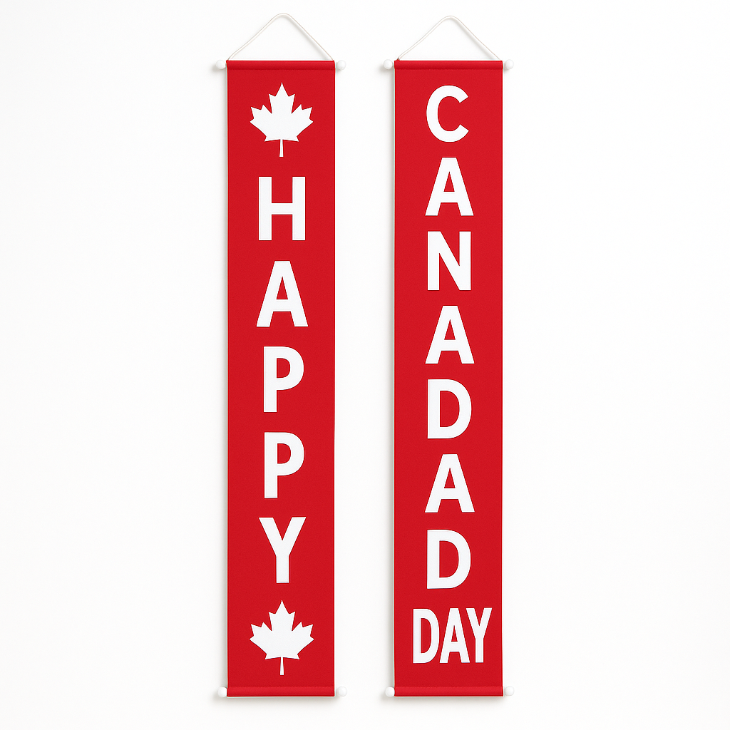 "Happy Canada Day" Hanging Door & Wall Flags, 2-Pack