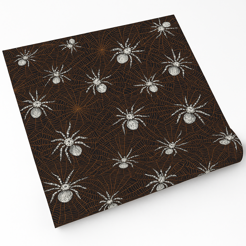 Classic Black & Orange Spider Web Room Roll